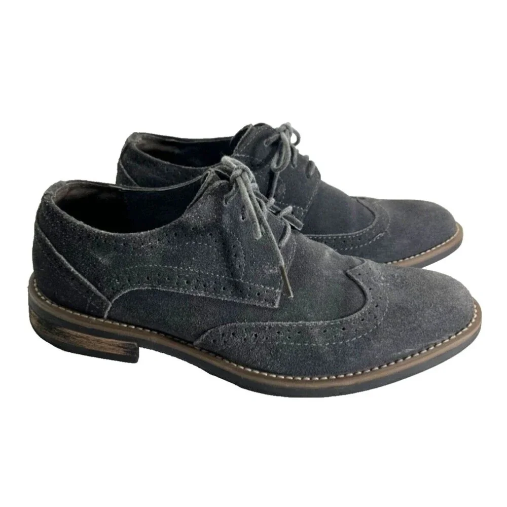 BRUNO MARC Gray Mens Size 8.5 Urban Oxford Shoes Lace Up Casual Wingtip Suede